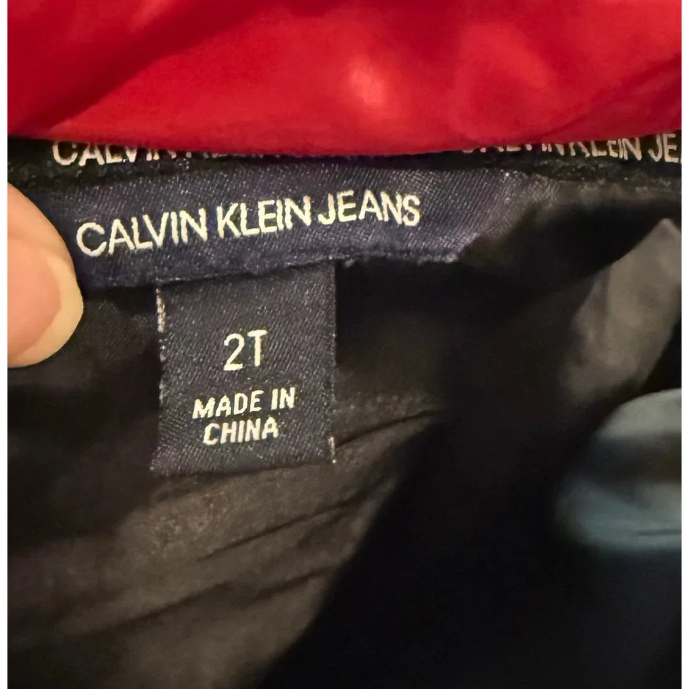 Calvin Klein Boys 2T Puffer Vest Red‎ Quilted Zip Up Logo Patch Outerwear Preppy